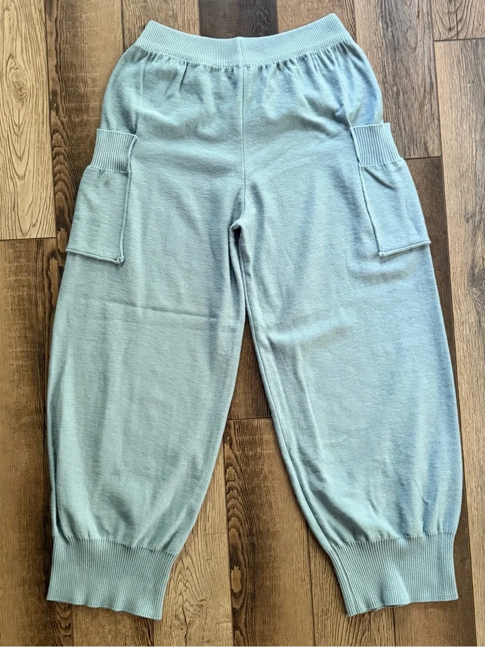 Free People Sage Green Cropped Knit Cargo Pants - Picture 2 of 4